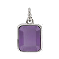 Dije Inspirado Oso 1:1 Rectangulo Circonia Morada Plata .925 con Baño de Rodio