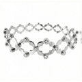 Brazalete Dos Usos Pulsera o Anillo con Silueta de Flor y Circonias Plata .925 con Baño de Rodio
