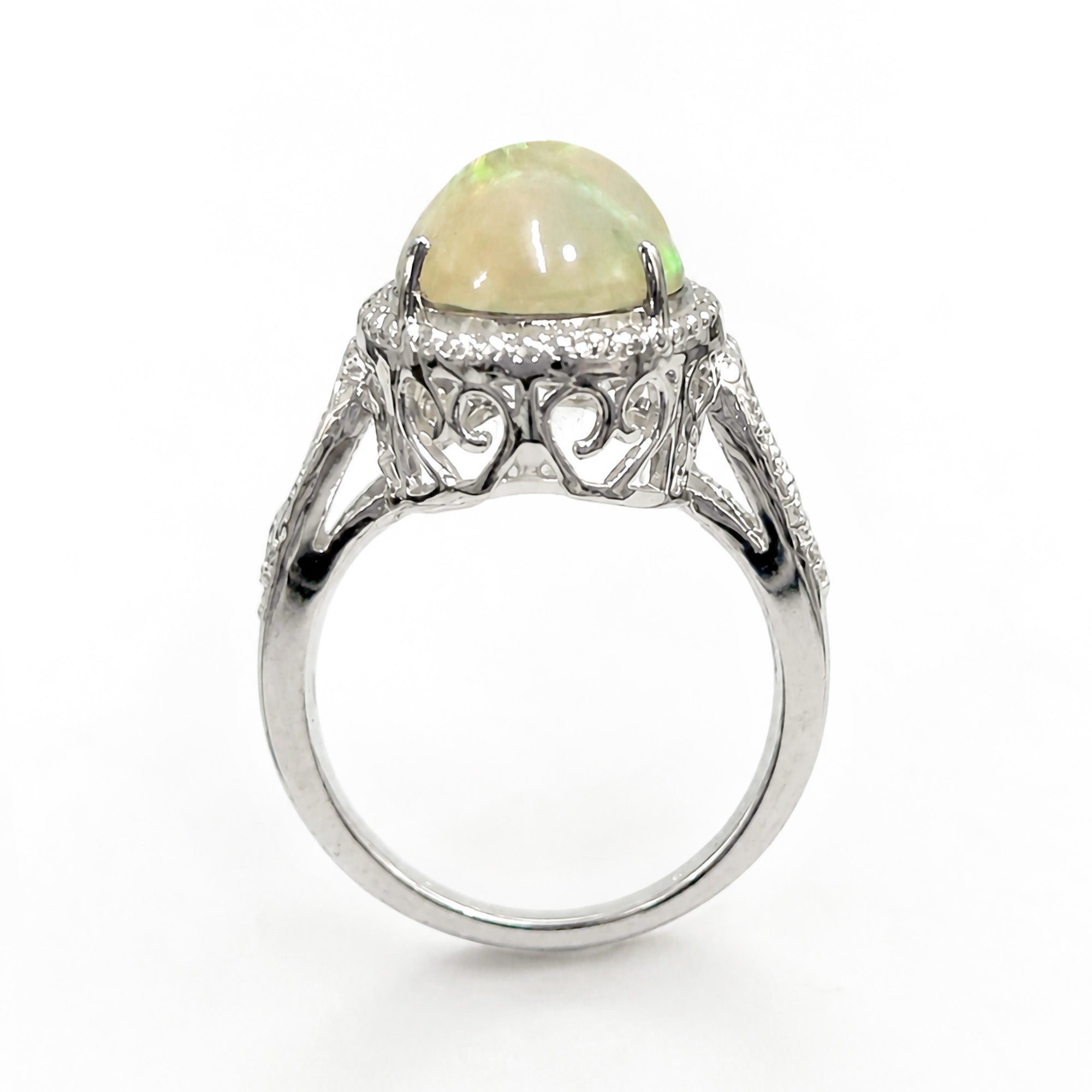Anillo Piedras Preciosas Maxi Ópalo de Etiopía, Plata .925 con Baño de Rodio