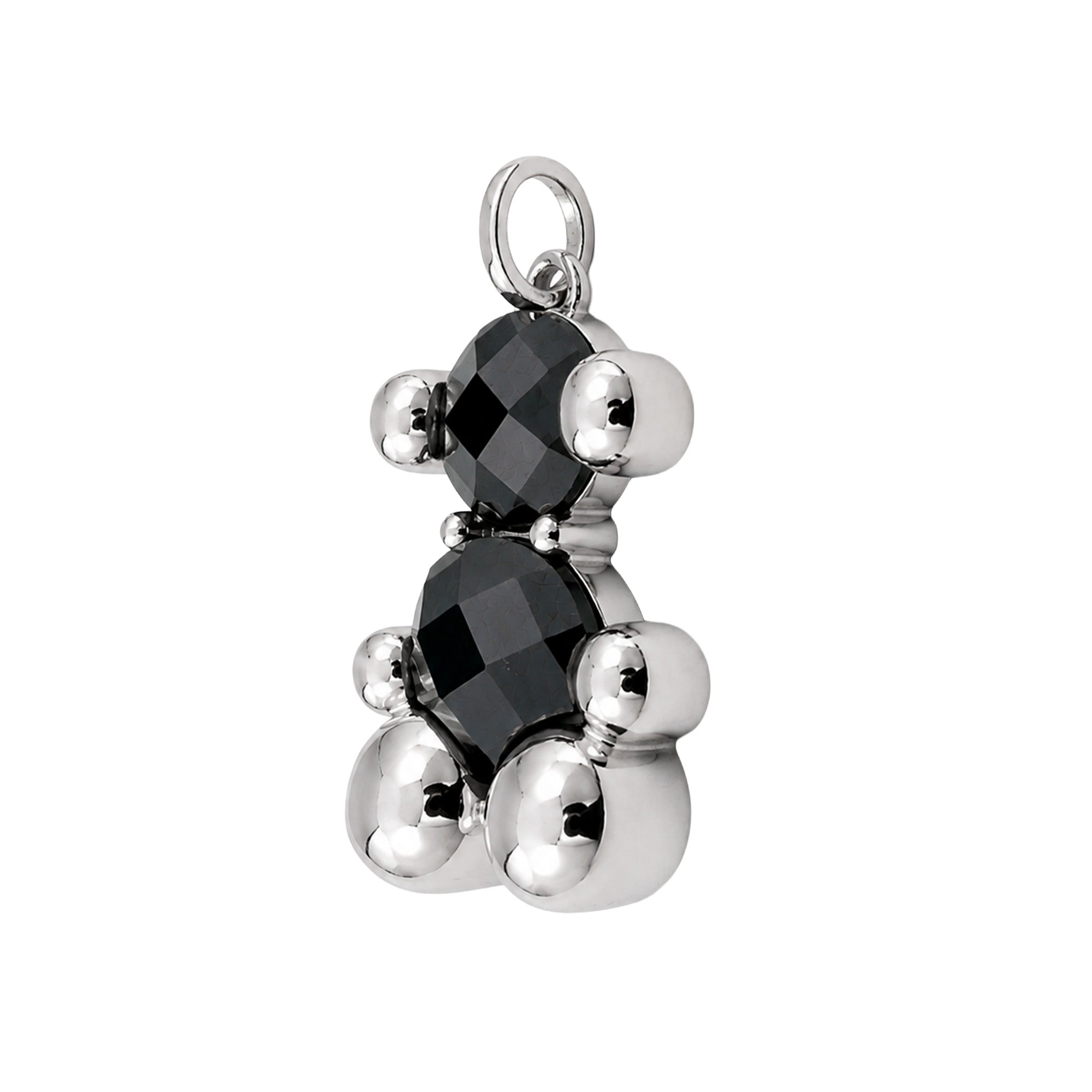 Dije Oso 1:1 Piedra Ónix Facetado, Plata .925 Baño de Rodio