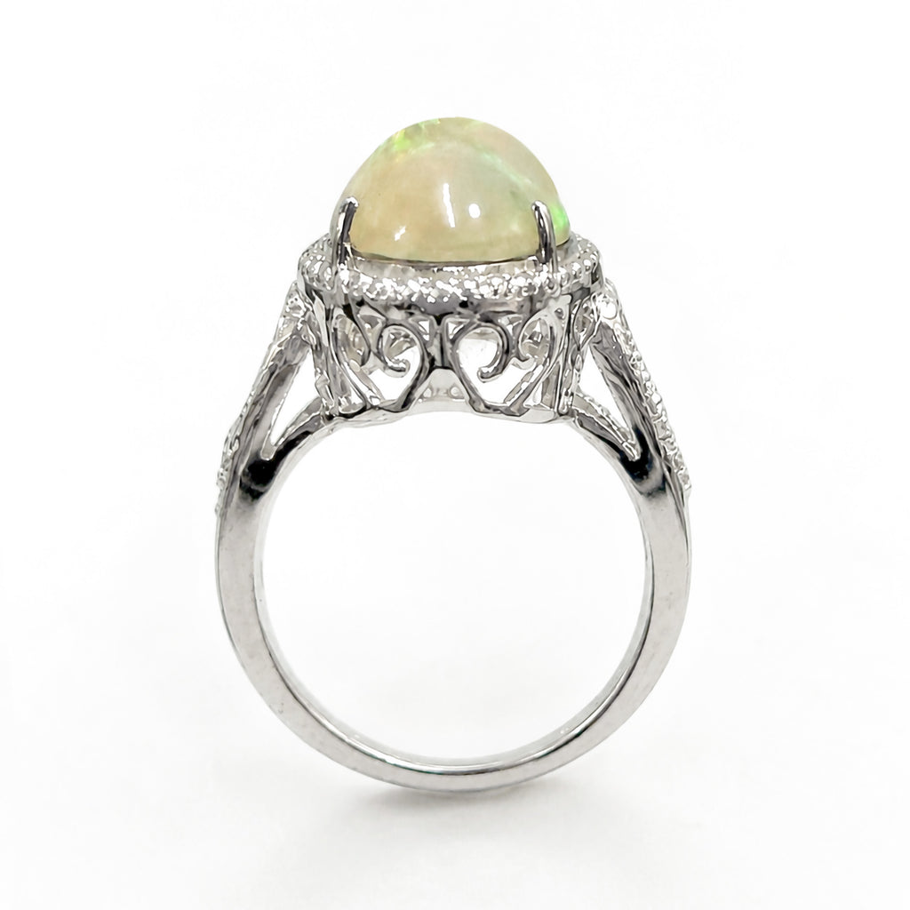Anillo Piedras Preciosas Maxi Ópalo de Etiopía, Plata .925 con Baño de Rodio