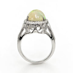 Anillo Piedras Preciosas Maxi Ópalo de Etiopía, Plata .925 con Rodio