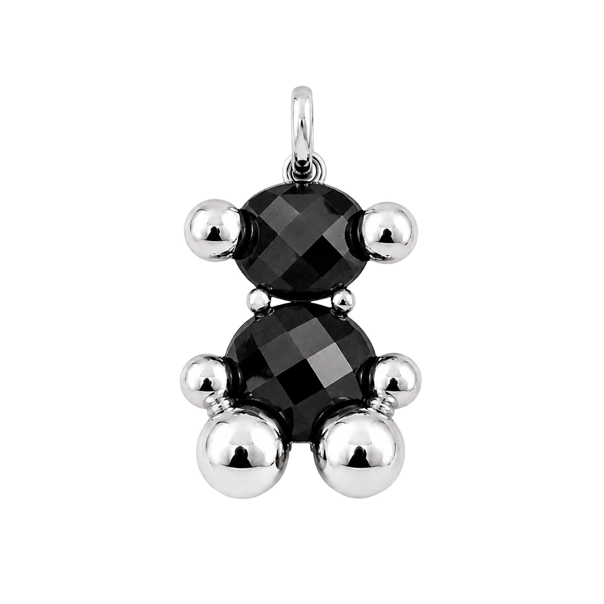 Dije Oso 1:1 Piedra Ónix Facetado, Plata .925 Baño de Rodio