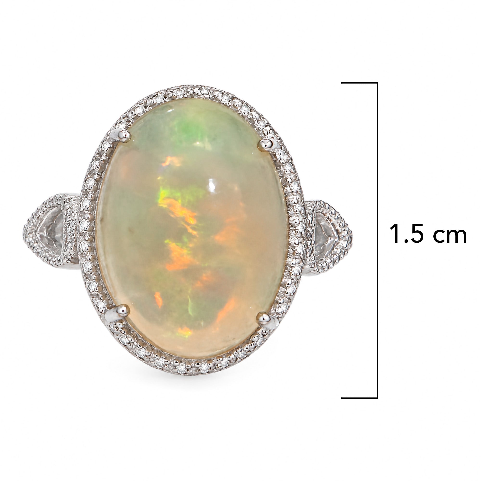Anillo Piedras Preciosas Maxi Ópalo de Etiopía, Plata .925 con Baño de Rodio