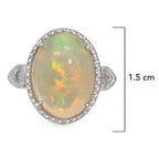 Anillo Piedras Preciosas Maxi Ópalo de Etiopía, Plata .925 con Baño de Rodio