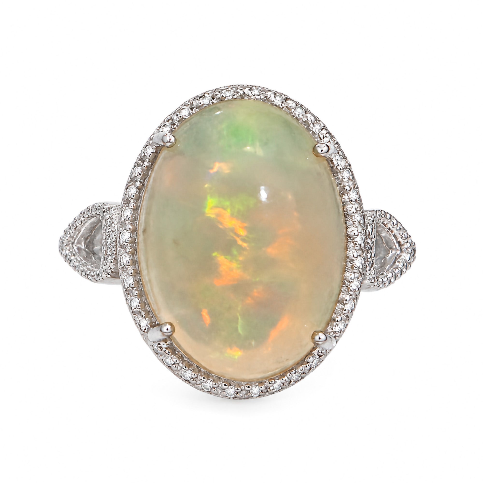 Anillo Piedras Preciosas Maxi Ópalo de Etiopía, Plata .925 con Baño de Rodio