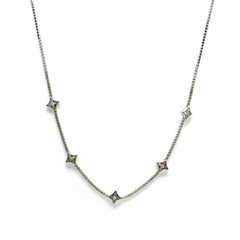 Collar Inspirado LV Ajustable Madre Perla con Micro Circonias Plata .925 con Rodio