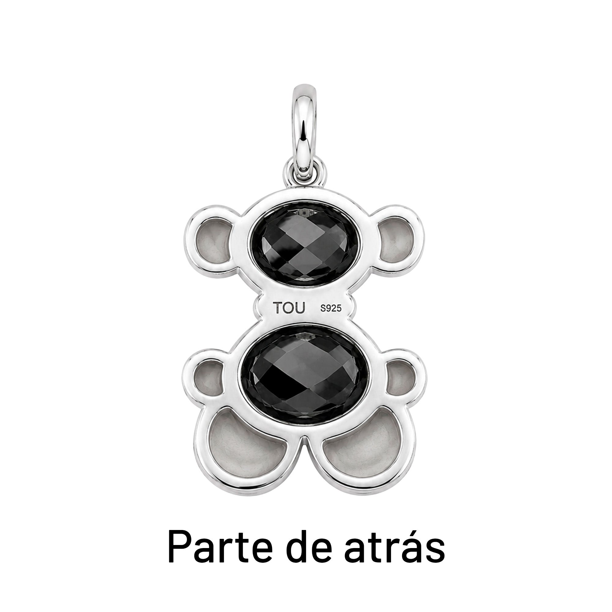 Dije Oso 1:1 Piedra Ónix Facetado, Plata .925 Baño de Rodio
