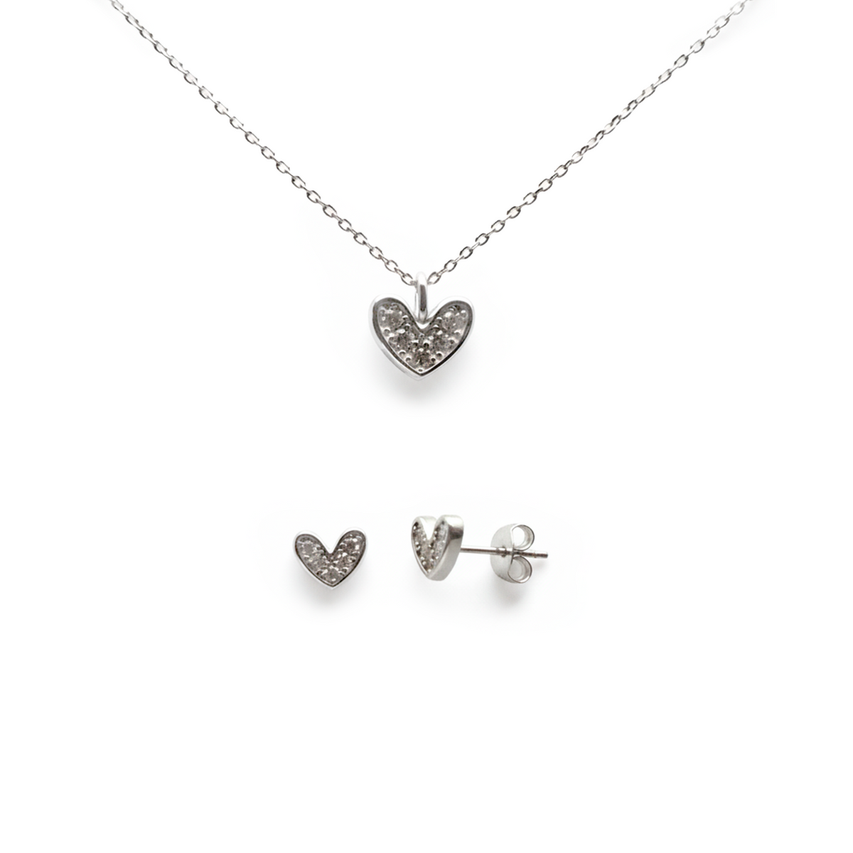 Juego Corazón con Circonias Plata .925 con Rodio