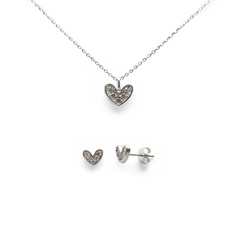 Juego Corazón con Circonias Plata .925 con Rodio