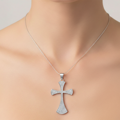 Dije Cruz Con Micro Circonias Plata .925 con Rodio