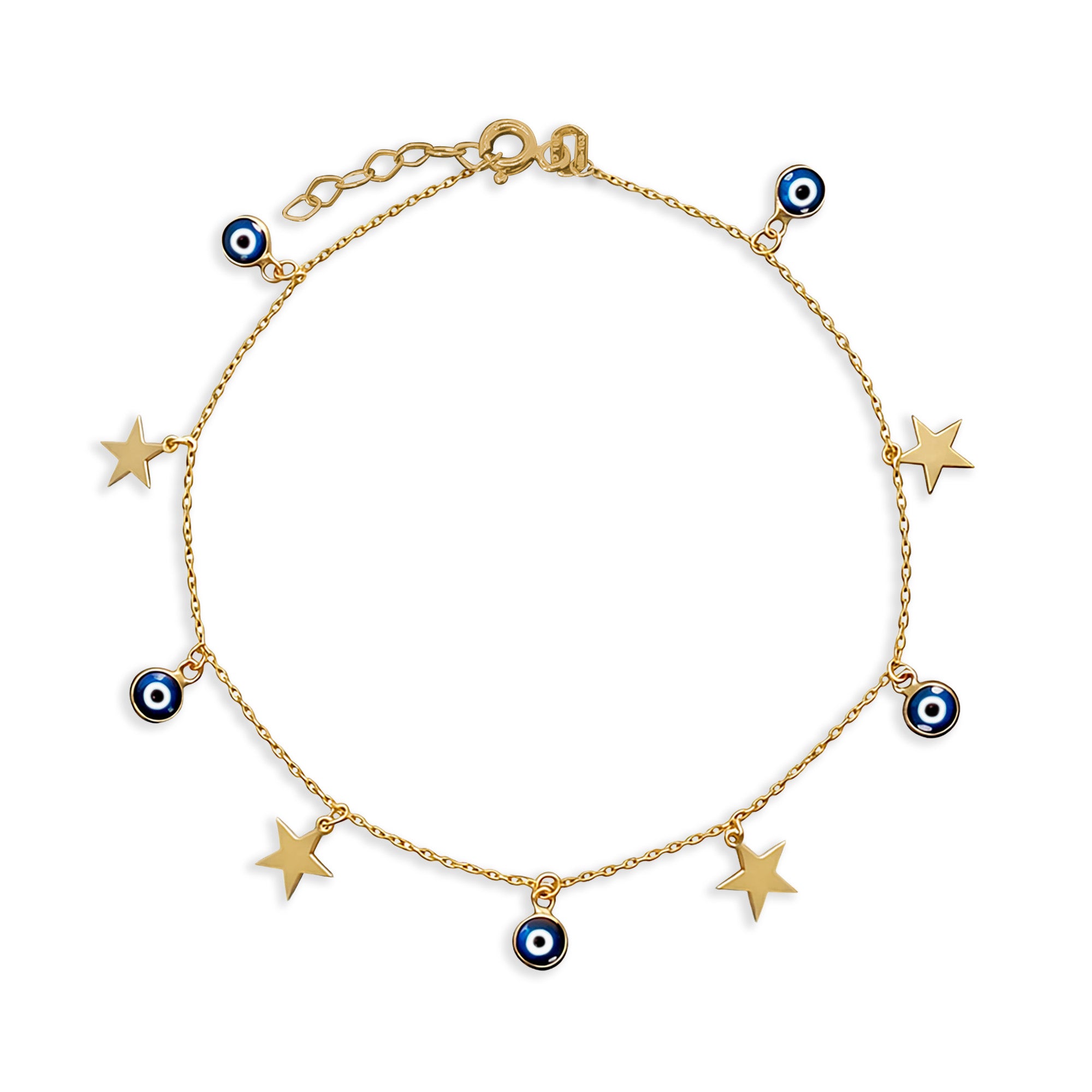 Pulsera Ojo Turco con Estrellas Oro 10K