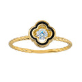Anillo Flor Van C Negro con Circonia Movible Oro 10K
