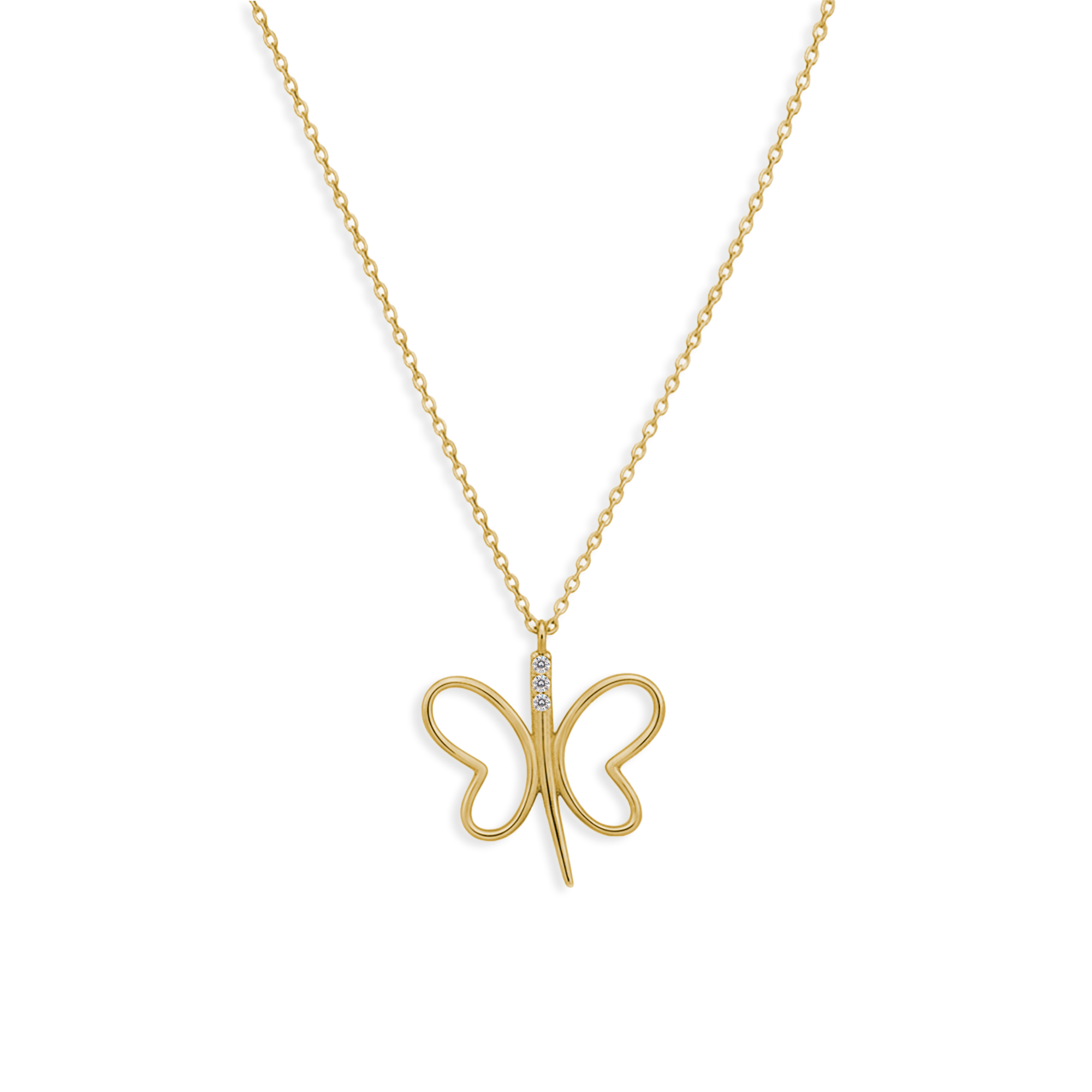 Collar Silueta de Mariposa con Micro Circonias Oro 10K
