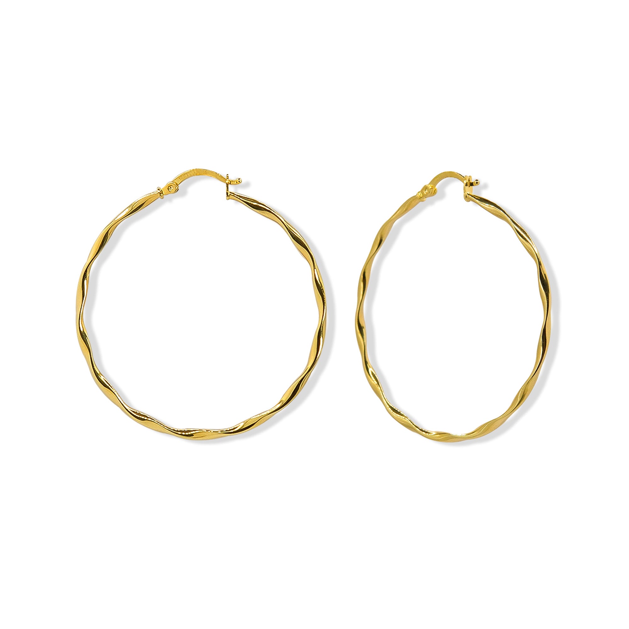Arracada Ondulada Lisa 3.5cm Oro 10K