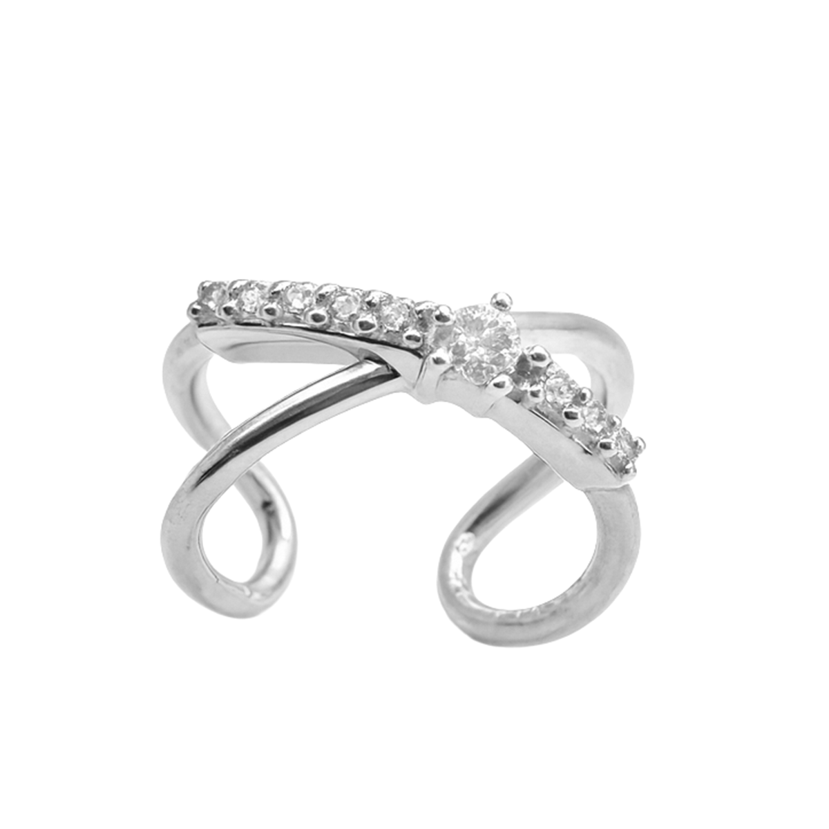 Grapa Cruzada Circonias Hecha a Mano Plata .925