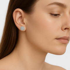 Broquel Círculo con Micro Circonias Plata .925 con Rodio