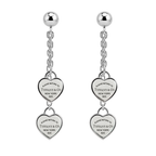 Arete Largo Inspirado Tiff Corazones Esmaltados Plata .925 con Baño de Rodio