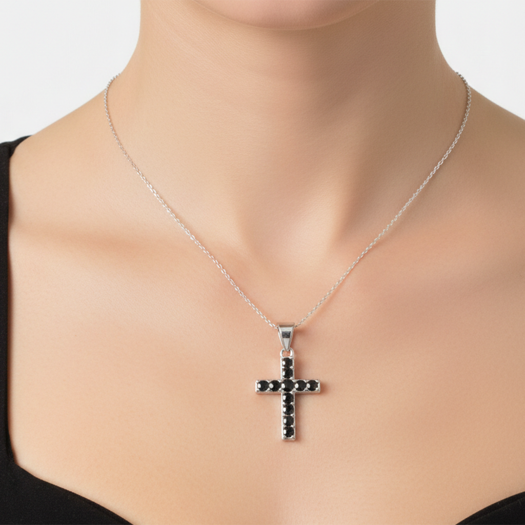 Dije Cruz Doble Vista con Circonias Plata .925