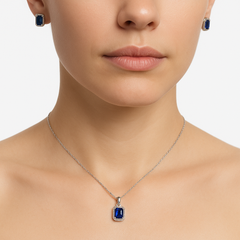 Juego Circonia Cuadrada con Micro Circonias Plata .925 con Rodio