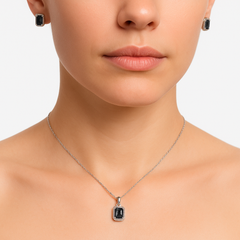 Juego Circonia Cuadrada con Micro Circonias Plata .925 con Rodio