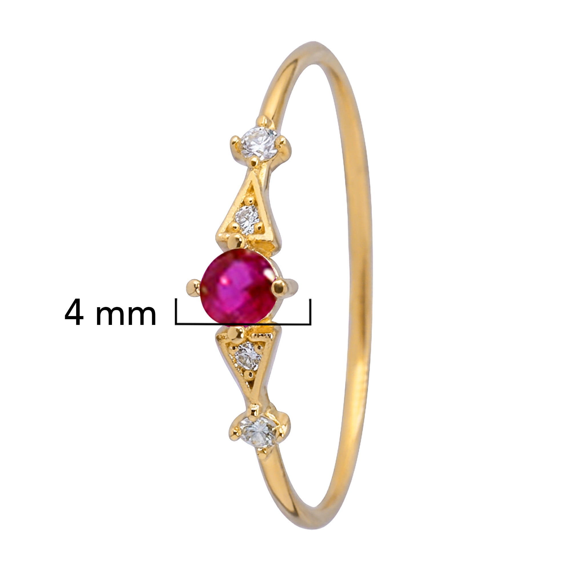 Anillo Solitario Rosa Fuerte con Micro Circonias Oro 10K