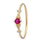 Anillo Solitario Rosa Fuerte con Micro Circonias Oro 10K
