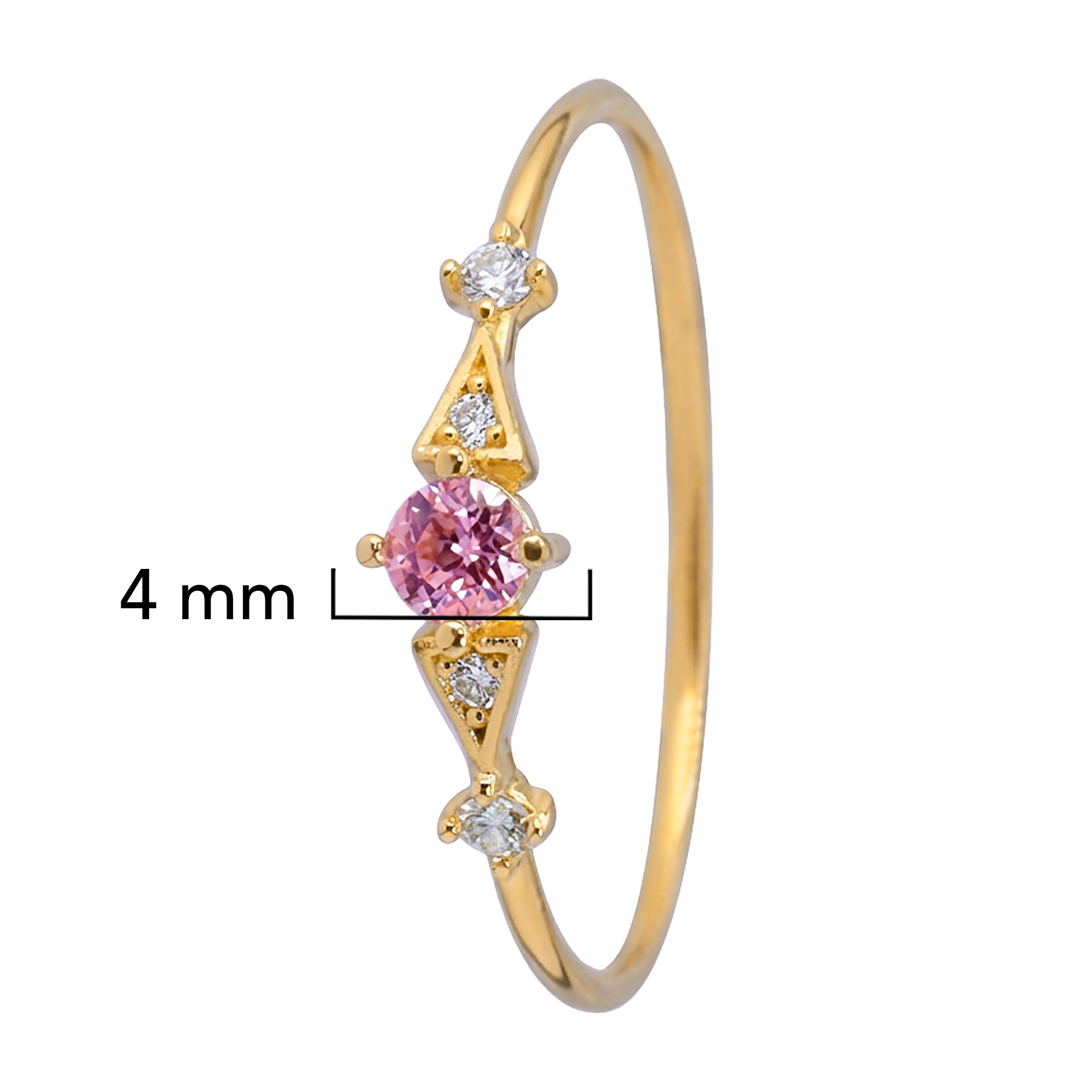 Anillo Solitario Rosa con Micro Circonias Oro 10K