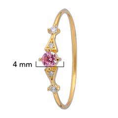 Anillo Solitario Rosa con Micro Circonias Oro 10K