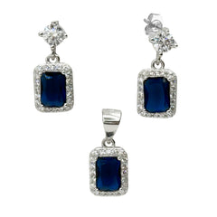 Juego Circonia Cuadrada con Micro Circonias Plata .925 con Rodio