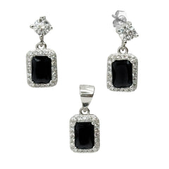 Juego Circonia Cuadrada con Micro Circonias Plata .925 con Rodio