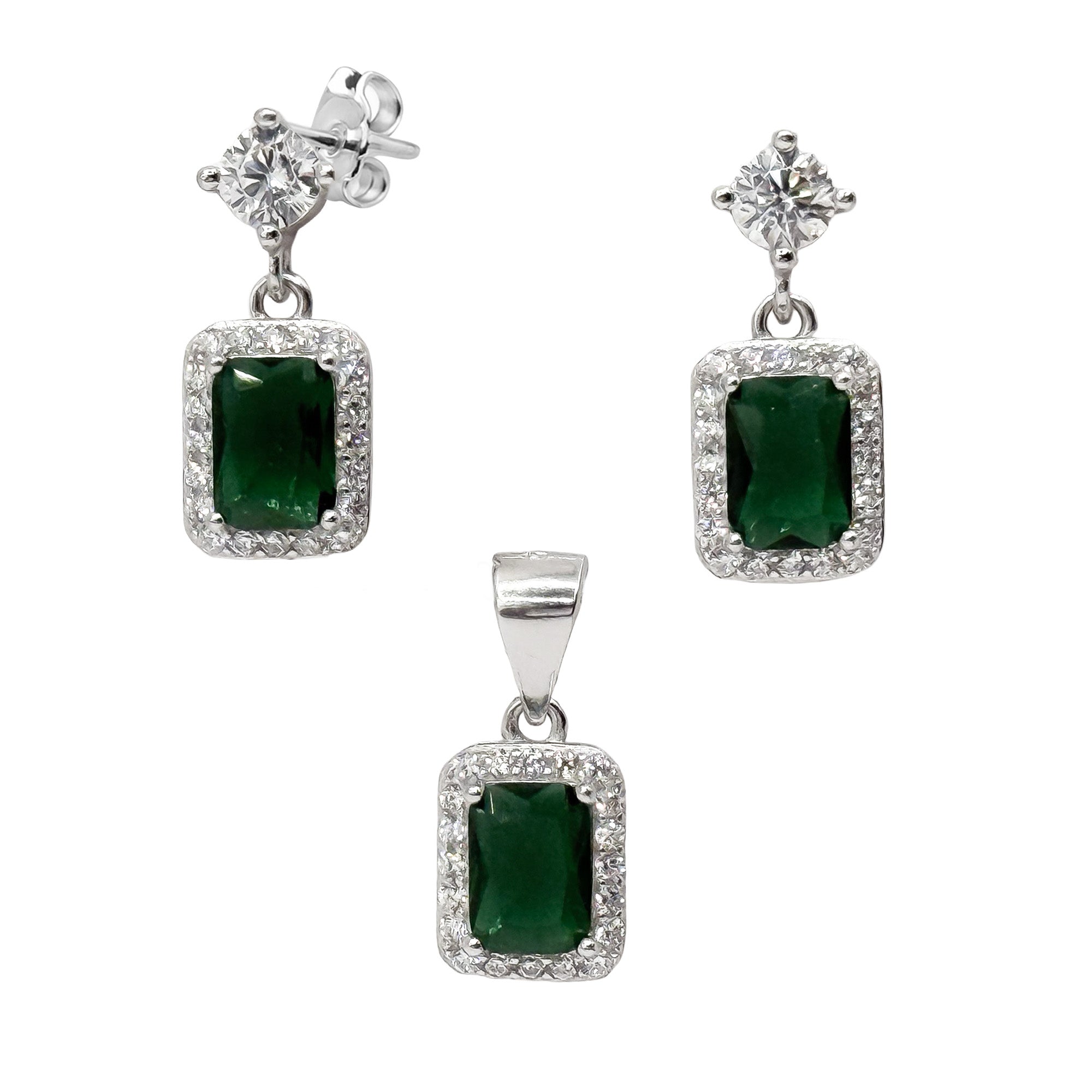 Juego Circonia Cuadrada con Micro Circonias Plata .925 con Rodio