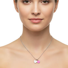 Collar Inspirado Tiff Corazones Grabado y Esmaltado Plata .925 con Rodio