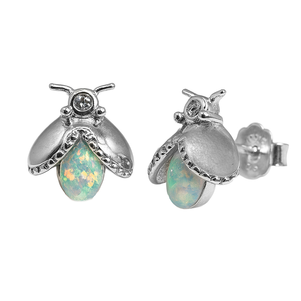 Broquel Evangeline con Ópalo Australiano Plata .925 con Baño de Rodio