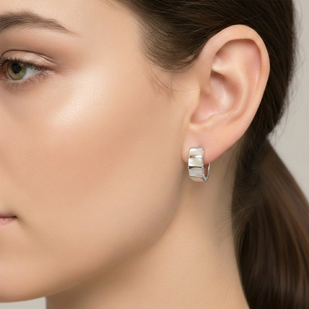 Huggies con Piedra Natural Plata .925