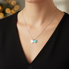 Collar Inspirado Tiff Corazones Grabado y Esmaltado Plata .925 con Rodio