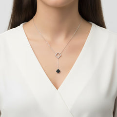 Collar Inspirado Corbatero Van C Piedras Naturales con Micro Circonias Plata .925 con Rodio