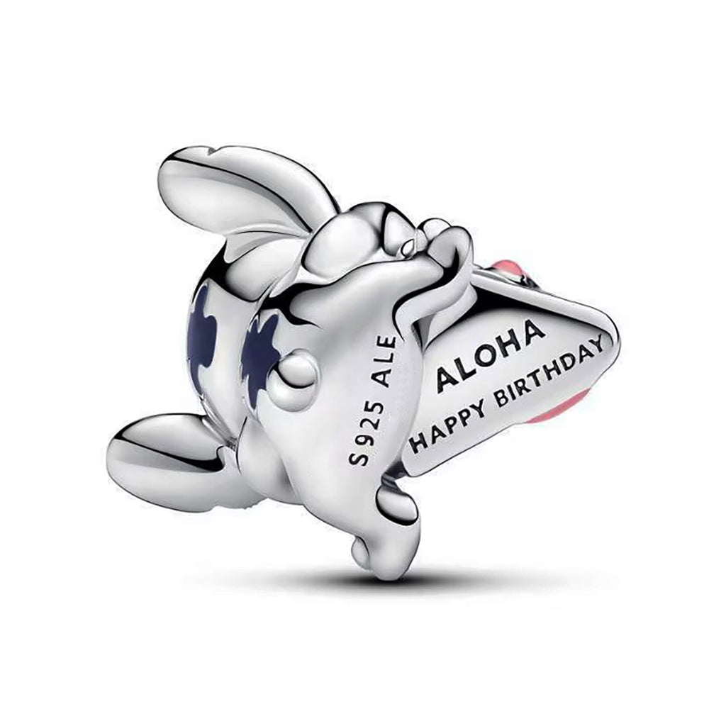 Charm Inspirado Pan 1:1 Stitch Feliz Cumpleaños, Plata .925