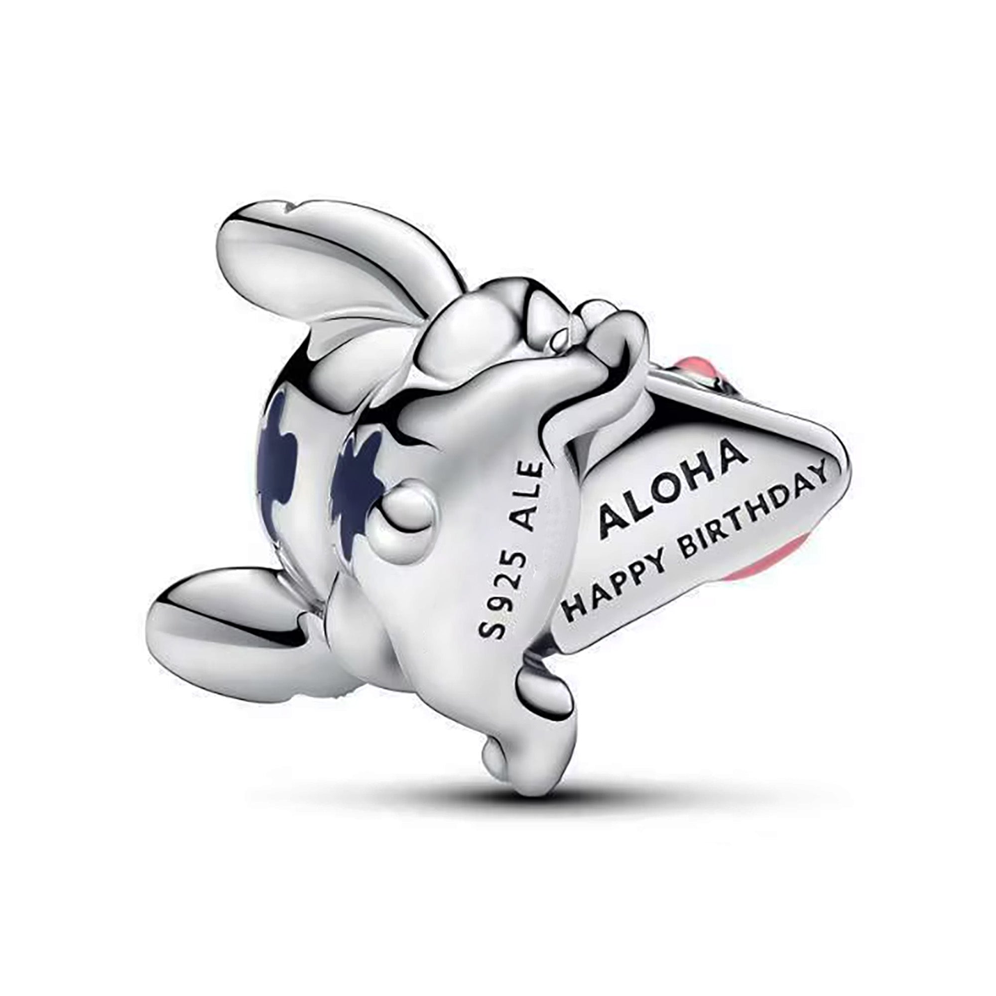 Charm Inspirado Pan 1:1 Stitch Feliz Cumpleaños, Plata .925
