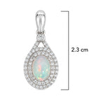 Dije Piedras Preciosas Ópalo de Etiopía Doble Linea de Circonias, Plata .925 con Baño de Rodio