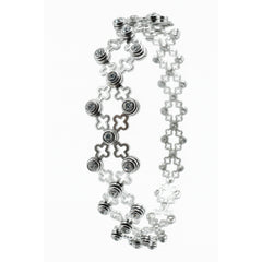 Brazalete Dos Usos Pulsera o Anillo 4 Flores con Circonias Plata .925 con Rodio