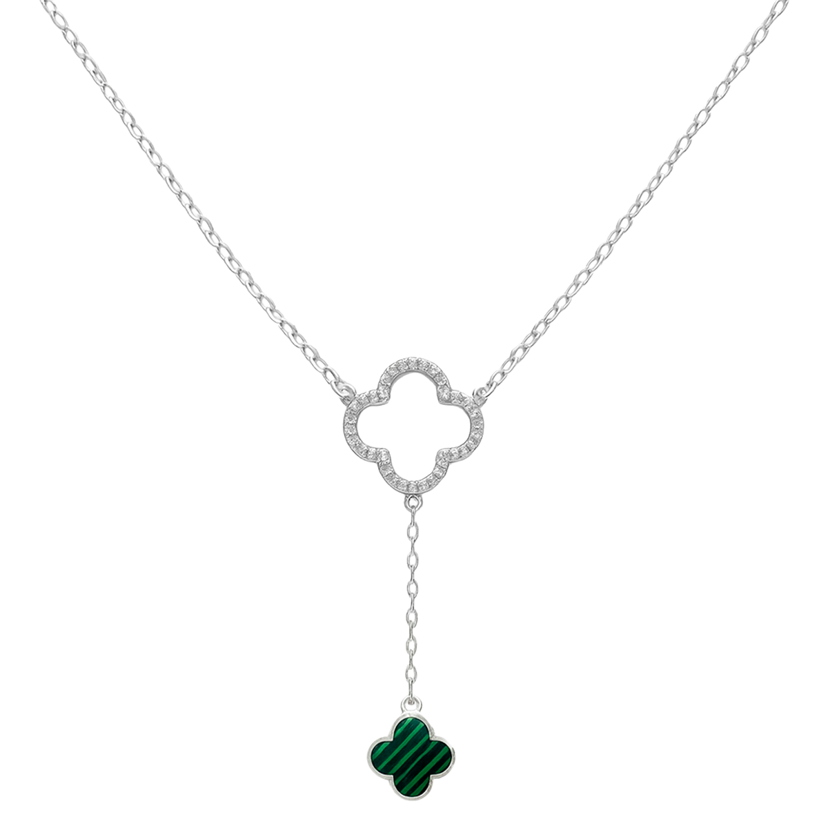 Collar Inspirado Corbatero Van C Piedras Naturales con Micro Circonias Plata .925 con Rodio