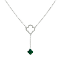 Collar Inspirado Corbatero Van C Piedras Naturales con Micro Circonias Plata .925 con Rodio