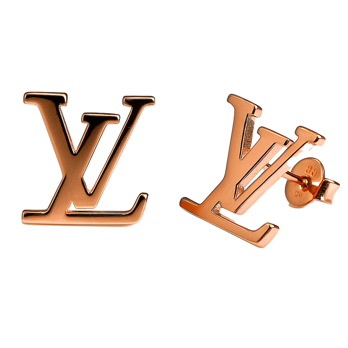 Broquel Maxi Inspirado LV Plata .925 con Baño de Oro Rosa