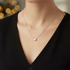 Collar Circonia con Cadena Eslabones Plata .925 con Rodio