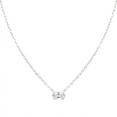 Collar Circonia con Cadena Eslabones Plata .925 con Rodio