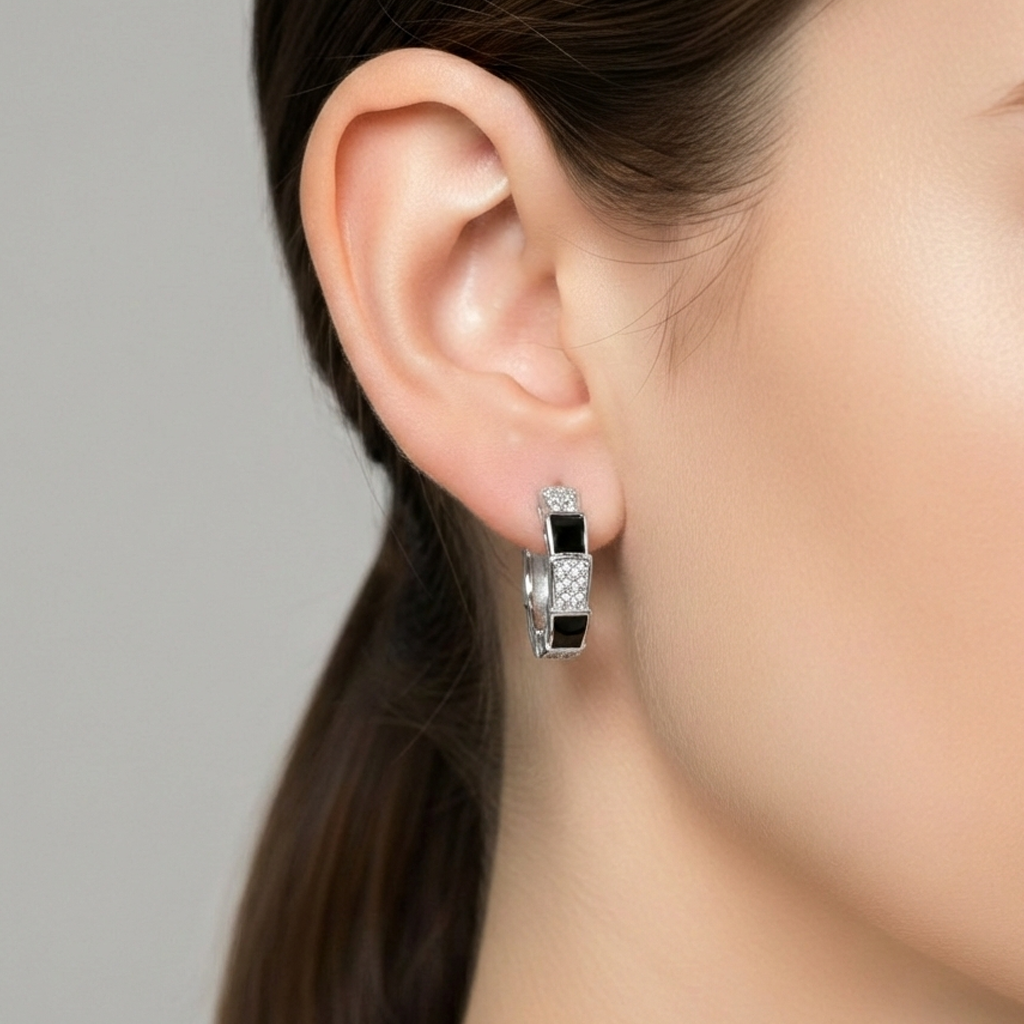 Huggies Inspirada Bvlg con Micro Circonias y Esmalte Plata .925