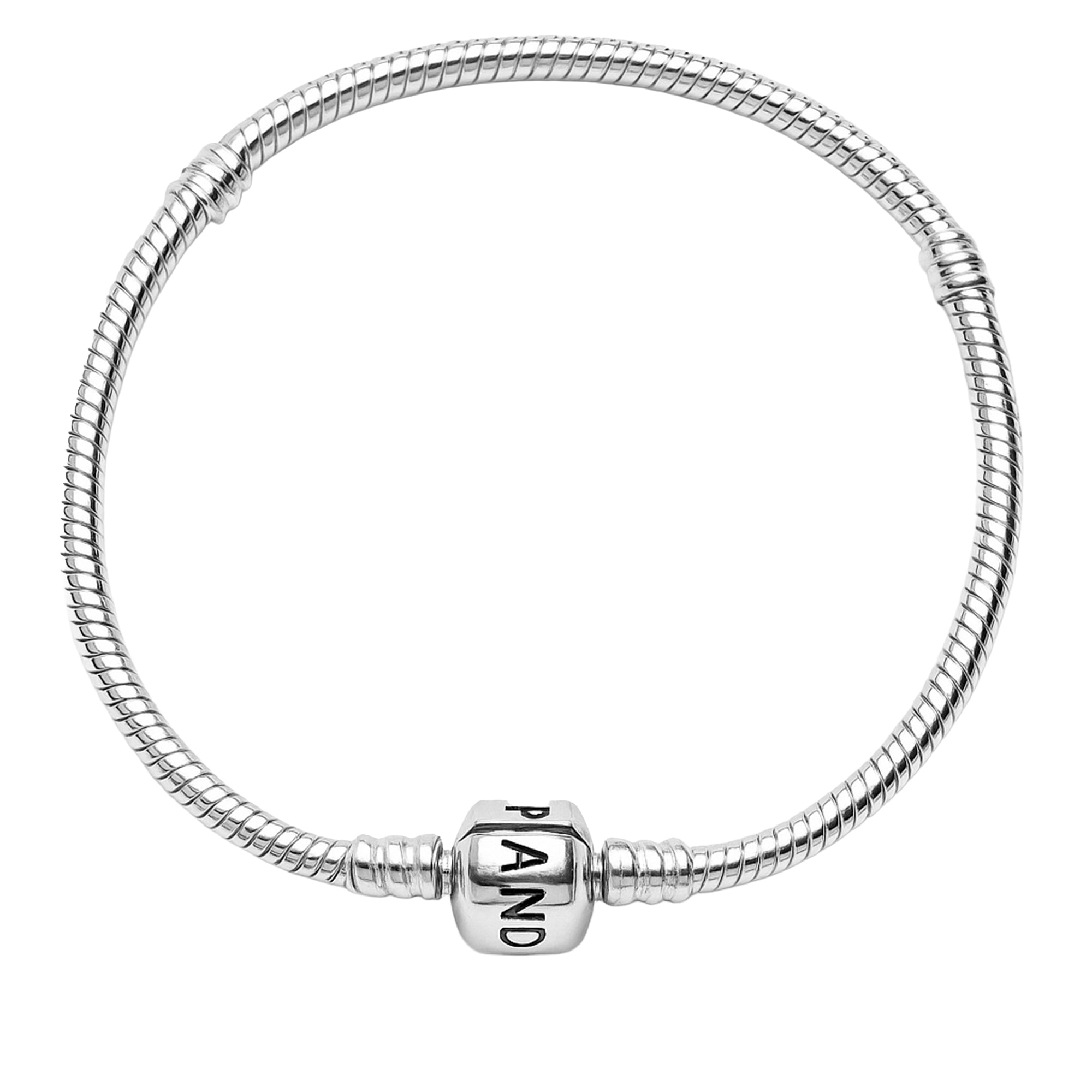 Pulsera Pan 1:1 Flexible con Broche de Barril Grabado Plata .925