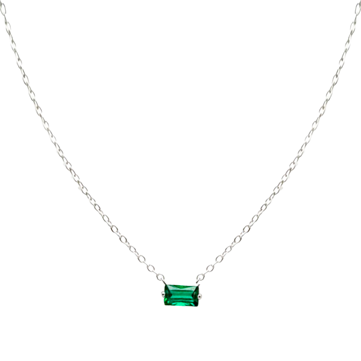 Collar Circonia con Cadena Eslabones Plata .925 con Rodio