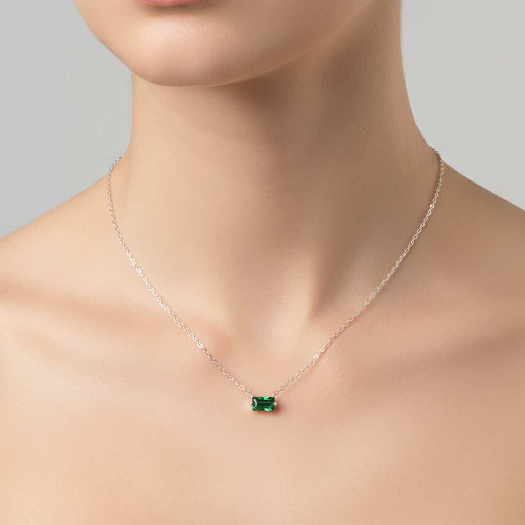 Collar Circonia con Cadena Eslabones Plata .925 con Rodio